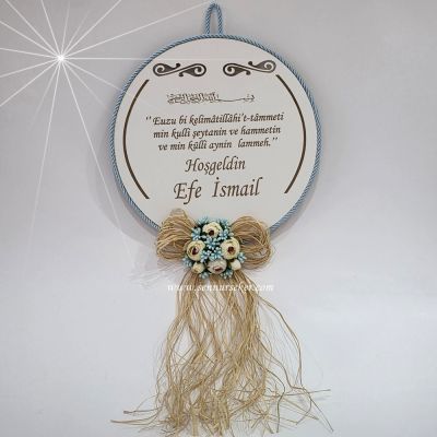 Ahşap Erkek Bebek Kapı Süsü 4006
