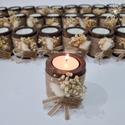  - Ahşap Silindir Mum Söz, Nİşan, Nikah, Kına Hediyeliği 3832