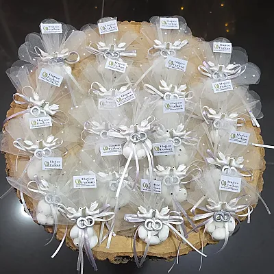 Alyanslı Kuş Figürlü Magnet Söz, Nişan, Nikah Şekeri Hediyeliği 4123 - 1