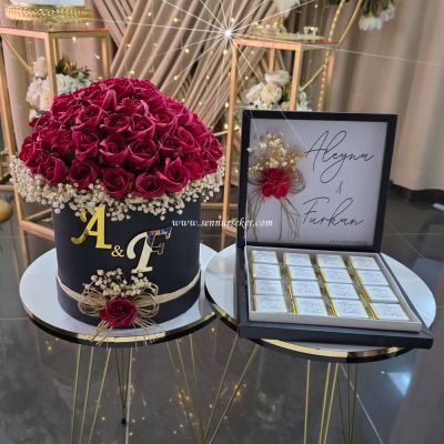 Aşkınızı Taçlandırın: İsimli Gül Kutusu ve Çikolata Seti 4121 - 1