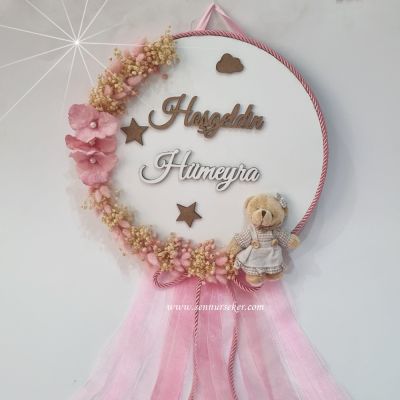 Ayıcıklı Ahşap Bebek Kapı Süsü 3787 - 1