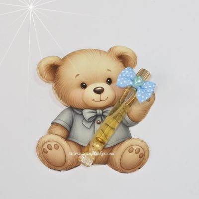 Ayıcıklı Fonlu Sprey Cam Şişe Limon Çiçeği Kolonyalı Bebek Mevlüt Hediyeliği 4106