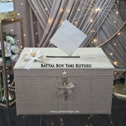 ŞENNUR - Battal Boy Jüt Kumaş Kaplı Altın Kilit Mekanizmalı Takı Sandığı, Takı Kutusu 4082