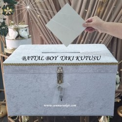 Battal Boy Krem Kadife Kumaş Kaplı Altın Kilit Mekanizmalı Takı Sandığı, Takı Kutusu 4042