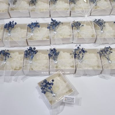 Beyaz Asetatlı Kutuda Lotus Mum Söz, Nişan, Nikah, Sünnet, Bebek Hediyeliği 3802 - 1