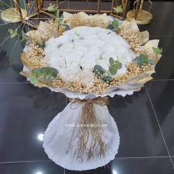 ŞENNUR - Beyaz Gül 30'li Okaliptuslu İsteme, Söz, Nişan Buketi 3561