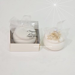 ŞENNUR - Beyaz Kapaklı Mum Söz, Nişan ve Nikah Hediyeliği 4101
