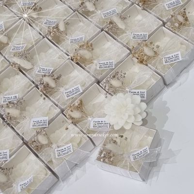 Beyaz Kutuda Lotus Mum Söz, Nişan, Nikah Hediyeliği 3855 - 1