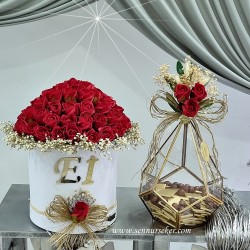 ŞENNUR - Beyazın Kırmızıya Aşkı Çiçek Çikolata Seti 3185