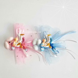 Bisikletli Leylekli Bebek Magnet 3796