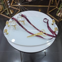 ŞENNUR - Bordo Renk, Altın İsim Baskılı, Dökülen İncili Yüzük Kurdelesi 4084