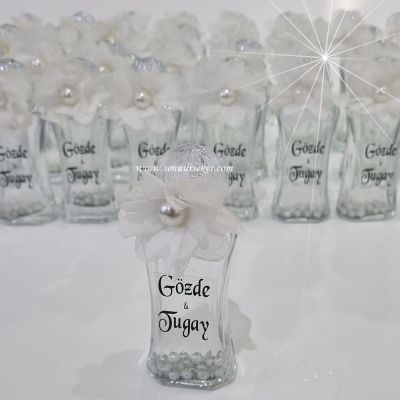 Cam Şişede İncili Simli Oda Kokusu, Söz, Nişan, Nikah Hediyeliği 3846 - 1