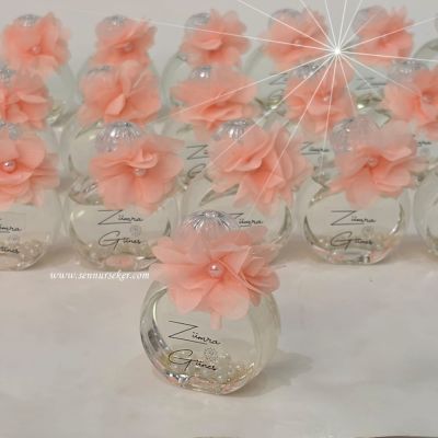 Cam Şişede Limon Çiçeği Kolonyası (İncili & Simli) Söz, Nişan, Nikah, Bebek, Sünnet Mevlüt Hediyeliği 4085