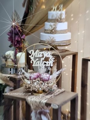 Çember Çiçekli Masa İsimliği 3307 - 1