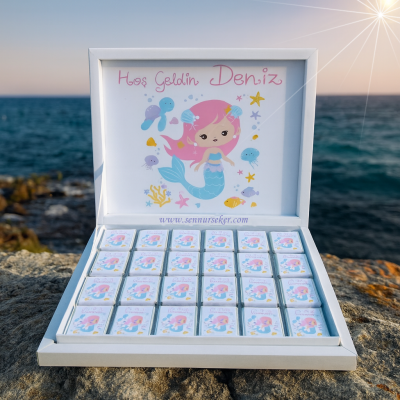 Deniz Kızı Konseptli, İsimli Bebek Çikolatası 4064