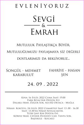 Dijital Nişan, Nikah veya Düğün Davetiyesi  3842 - 1