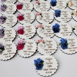  - Dilimli Ahşap Magnet Söz, Nişan, Nikah, Bebek, Sünnet Hediyeliği 3803