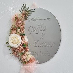  - Gümüş Pleksi, Çiçekli Söz, Nişan, Nikah, Düğün, Kına Kapı Süsü 3706
