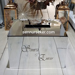 ŞENNUR - Gümüş Pleksi Nişan, Nikah, Düğün Takı Kutusu 3560