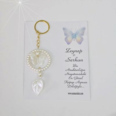 Halkalı Kelebek Anahtarlık Söz, Nişan, Nikah, Kına, Düğün ve Sünnet Hediyeliği 4099 - 2