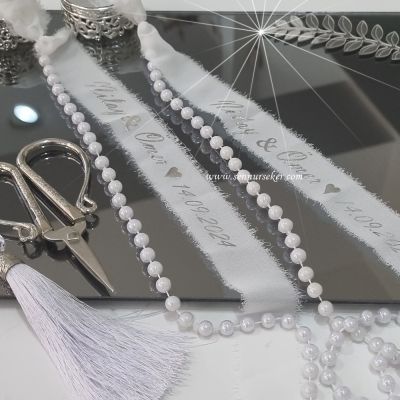 İsimli Şifon Yüzük Kurdelesi Dökülen incili 3807 - 1