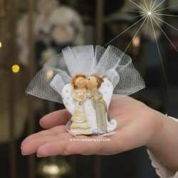 ŞENNUR - Kalp Üzeri Gelin Damat Biblosu – Tüllü Lavantalı ve Magnetli Nikah Hediyeliği 4061