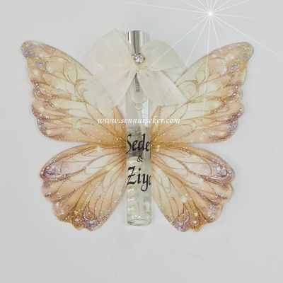 Kelebek Fonlu Fısfıs Parfüm Şişeli İncili 80° Limon Çiçeği Kolonyalı Söz, Nişan, Nikah ve Kına Hediyeliği 4095