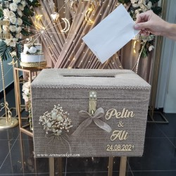  - Kilit Mekanizmalı Jüt Kumaş Kaplı Takı Sandığı 3768