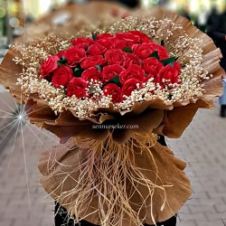 ŞENNUR - Kırmızı Cipsolu Gül isteme Çiçeği 3059