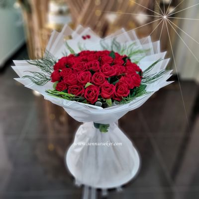 Kırmızı Kadife Gül İsteme, Söz, Nişan Buketi 3692 - 1