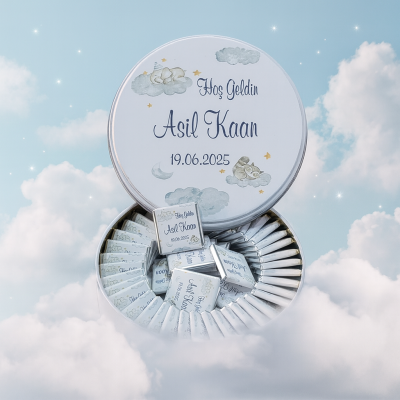 Kişiye Özel İsim Baskılı Metal Kutuda Bebek Çikolatası 4071