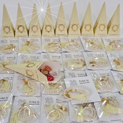 ŞENNUR - Krem Rengi İnci Tesbih – İsim Baskılı Poşetli Mevlüt, Vefat, Bebek Mevlüdü ve Sünnet Hediyeliği 4097