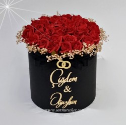 Kutuda Kırmızı Gül İsteme, Söz veya Nişan Çiçeği 3382 - 2