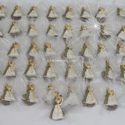 Lavantalı Gelin Damat Biblolu Magnet Nikah Şekeri 4074 - 2