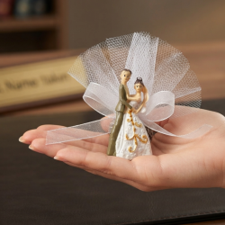 ŞENNUR - Lavantalı Gelin Damat Biblolu Magnet Nikah Şekeri 4074