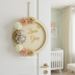 Ledli, Çiçekli ve Ayıcıklı Bebek Odası Kapı Süsü 4066