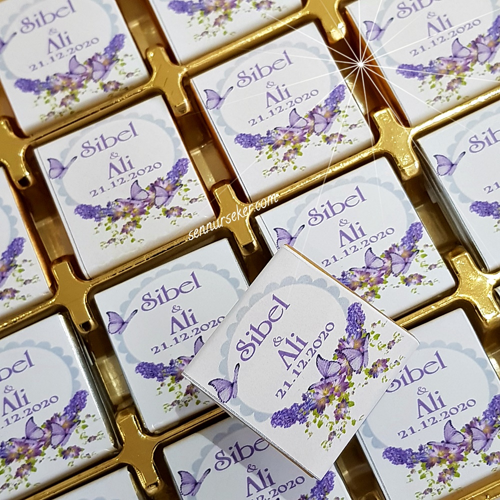 Mor İsimli Çikolata 3001 Söz / Nişan Çikolatası ŞENNUR