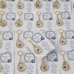  - Nazar Boncuklu Simli Epoksi Anahtarlık, Sünnet, Bebek, Nikah Hediyeliği 3789