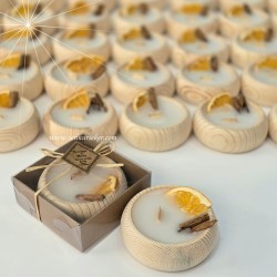ŞENNUR - Portakallı, Tarçınlı Ahşap Mum Söz, Nişan, Nikah, Bebek, Sünnet Hediyeliği 4020