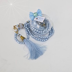 ŞENNUR - Şeffaf Küre İçinde İnci Tesbihli Sünnet & Bebek Mevlüt Hediyeliği 4105