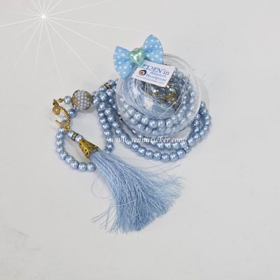 Şeffaf Küre İçinde İnci Tesbihli Sünnet & Bebek Mevlüt Hediyeliği 4105