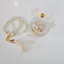 ŞENNUR - Şeffaf Küre İçinde İnci Tesbihli Vefat, Sünnet & Bebek Mevlüt Hediyeliği 4109