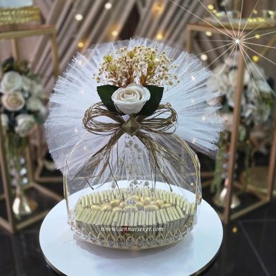 Üstten Saplı Oval Taşlı Sunumlukta İsteme, Söz, Nişan Çikolatası 4125