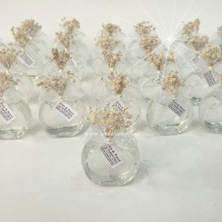Yuvarlak Cam Şişede Simli Şeffaf Kolonya, Söz, Nişan, Nikah Hediyeliği 4037 - 2