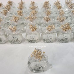 Yuvarlak Cam Şişede Simli Şeffaf Kolonya, Söz, Nişan, Nikah Hediyeliği 4037 - 3